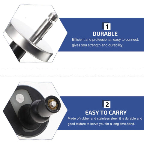 Close-up of Sturdy Right Angle Toilet Seat Hinge Fixings Quick Release Hinges with Rubber and Stainless Steel material.