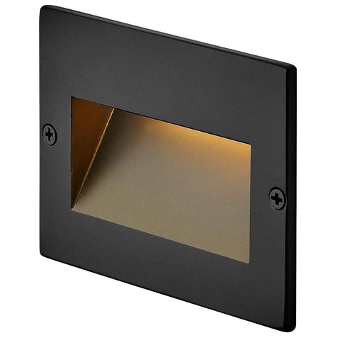 12V Integrated LED Horizontal Step Light With Recessed Mount, Etched Glass, Satin Black Finish, ADA Compliant Outdoor Stair And Deck Lighting, Aluminum Housing With Wiring Kit Included