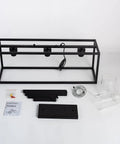 Farmhouse Kitchen Island Pendant Lighting Fixture With Clear Glass Shades, black frame and included installation components.
