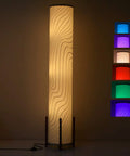 Color Changing RGB Floor Lamp With Remote Control 61 Inch Standing Corner Lamp With Fabric Shade Three 9W Smart LED Bulbs