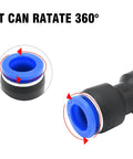Close-up of 360° rotating feature on 50 Pieces Quick Connect Air Hose Fittings For 4mm 6mm 8mm 10mm 12mm Tubing