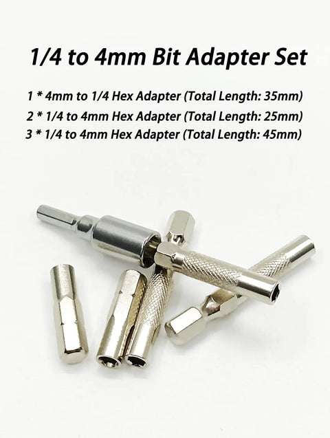 1/4 To 4mm Bit Adapter Kit With Magnetic Hex Bits Converter Precision Bits Set For DIYers And Repairs
