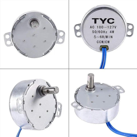 Four views of Two Pack Synchronous AC Motor 50 60 Hz 100 To 127 Volt 4 Watt 5 To 6 RPM CCW And CW for projects and displays