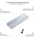T Track Slider Stop Block For Woodworking Jigs And Table Saw And Miter Saw Accessories, aluminum alloy with screw visible