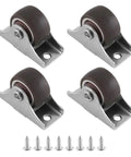 4 Piece Mini Casters 25Mm Furniture Wheels Heavy Duty Roller Replacement Hardware For Cabinets Desks And Storage Carts with screws