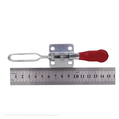 Heavy Duty Woodworking Toggle Clamp For Workbench With Quick Release, Horizontal Push Pull Action Keeps Jigs And Boards Locked Down During Milling Drilling And Assembly, GH-201B Compatible Mounting with ruler