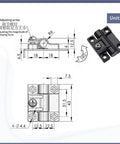 Plastic foldable adjustable torque-damping hinge, black, 1 piece (side view)