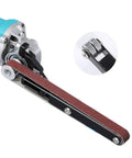 Heavy Duty Angle Grinder Belt Sander Adapter Built Tough With Wear Resistant Alloy showcasing detailed clamp mechanism.