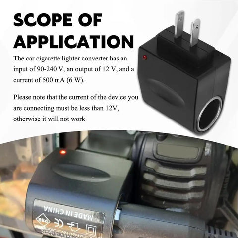 Dang Solid AC To DC Car Cigarette Lighter Adapter And Wall Plug Converter on equipment, showcasing its 90-240V input and 12V output.