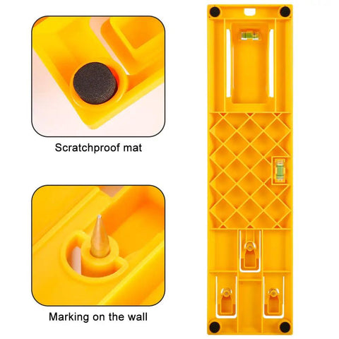 Picture Hanging Tool With Built In Level For An Easy No Fuss Frame Hanger Kit with scratchproof mat and wall marking feature.