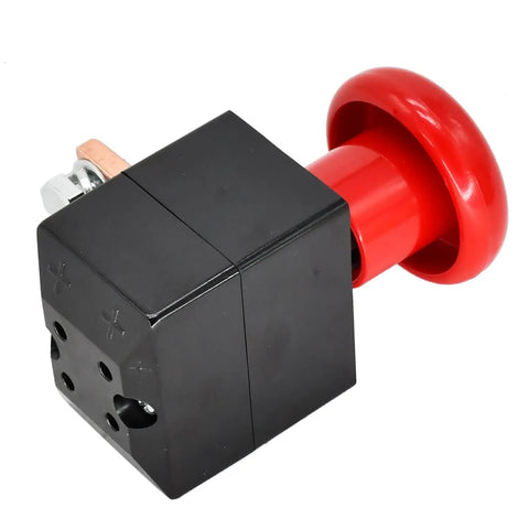 Red Mushroom Head Emergency Stop Switch ED250B-1 ZJK-250 For 96V 250A Albright Electric Stacker Forklift E-Stop button side view.