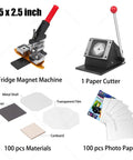 DIY Fridge Magnet Maker Kit 2.5 By 2.5 Inch For Photo Magnets With Square Paper Cutter And 100 Magnet Making Supplies components