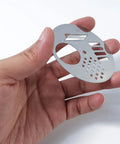 Hand holding Stainless Steel Beehive Entrance Disk 2.67 Inch Round Rotatable Bee Gate for Beekeeping No Fuss Install for Beehive Boxes