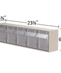 TiltView Plastic Storage Cabinet With Five Tilt Out Bins, Grab And Go Horizontal Parts Organizer, Wall Mountable, Stone