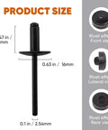 All Black Large Flange Aluminum Blind Rivets 3 16th By 1 2 Inch Open End, 110 Piece Set with size details and views.