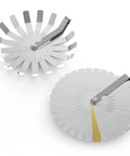 Dual Marked Feeler Gauge Kit with 32 blades and 16 offset pieces displayed in a fan layout showing size markings for gap measurements.