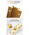 Genuine Solid Copper Door Slide Latch And Heavy Duty Barrel Bolt Lock For Home Gate Security Rock Solid Built Tough, detailed electroplated finish.