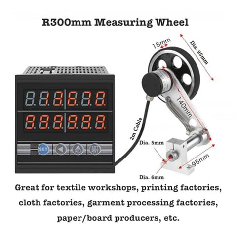 Rock Solid Rolling Wheel Length Measuring Tool With HD Digital Display showing measuring wheel and digital display for precision up to 999999 yards or meters.