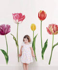 Five Large Tulip Wall Decals Set Garden Floral Wall Art Stickers For Bedroom And Living Room Waterproof Peel And Stick Decor Easy To Remove About 37 Inches High Great Gift For Mom