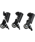 L-Shaped Speaker Tripod Casters with Silent Ball Bearings in black, featuring durable wheels and easy mount design.