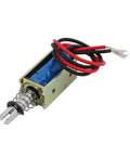 6V 300mA DC Solenoid Electromagnet With 10mm Stroke And 5N Push Pull Force In A Compact Metal Frame For DIY Projects And Automation JF0530B A Great Pick For Hobbyists And Pro Tech Setups, compact metal frame with red and black wires
