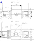 Technical drawing of UHF Lightning Arrestor And Surge Protector For PL259 To SO239 Bulkhead Connectors dimensions