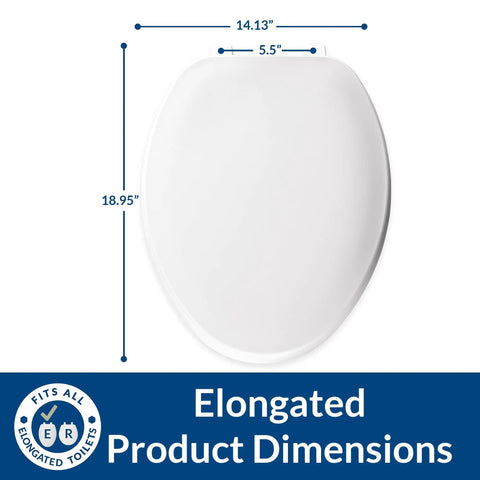 Durable Plastic Elongated Toilet Seat With Slick Top Mount Quick Install Hinges For No Sweat Bathroom Refresh In Crisp White Finish And Smooth Contours That Deliver Rock Solid Quality And Everyday Ease