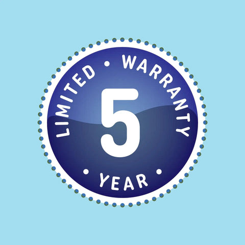 Circular badge showing 5 year limited warranty for Led Under-Cabinet Light Fixture 1000 Lumen Daylight Plug-In, Linkable Slim Profile