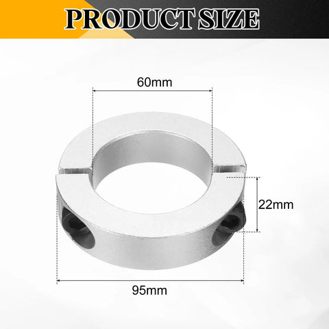 Two Piece Double Split Shaft Collar Clamp On 60Mm Bore, 95Mm Outer Diameter, 22Mm Thick, Aluminum Alloy Set Screw Collar