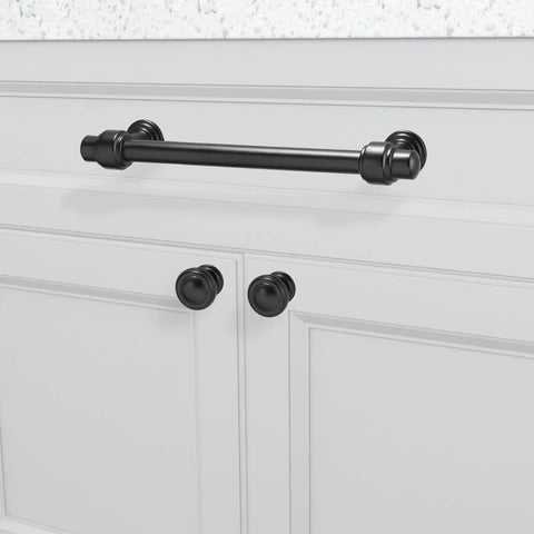 Tough As Nails Matte Black Cabinet Pulls 10 Pack 5 Inch Center To Center Kitchen Drawer Handles on white cabinets.
