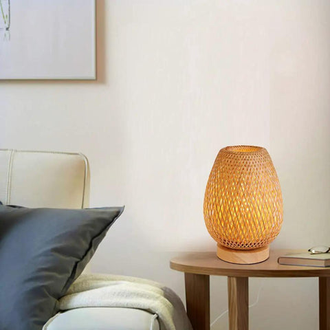 Handcrafted Bamboo Wood Table Lamp With Natural Base For Bedroom And Desk Eye Caring Night Light Retro Reading Lamp Eco Friendly