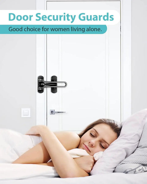 Top Shelf Swing Bar Door Lock Latch Built Tough With Real Aluminum Alloy And Satin Nickel Finish provides security for peaceful sleep.