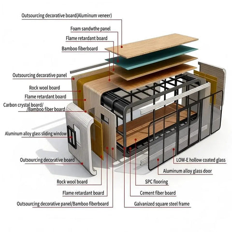 Top Tier Prefab Backyard Office Pod And Soundproof Outdoor Studio Shed Featuring Prime Modular Mobile Design shown with material layers.
