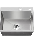 20 Inch Drop In Kitchen Sink With Basket Strainer, 18 Gauge T304 Stainless Steel Handmade Top Mount Single Bowl, Brushed Finish
