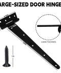 Four Piece 16 Inch Heavy Duty T Hinges Rust Resistant Wrought Iron Shed Barn Gate Door Hardware showing large hinge and screw