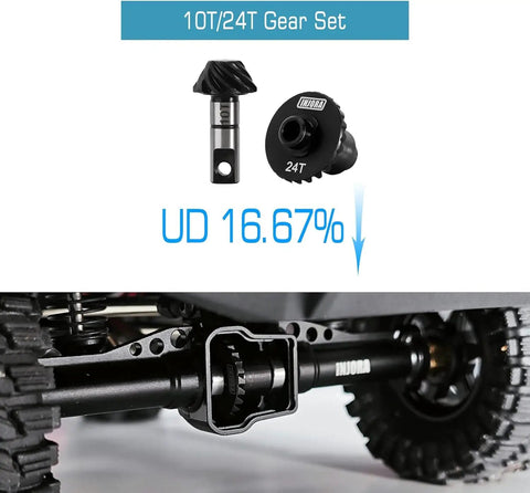Underdrive And Overdrive Alloy Steel Helical Gear Set For One Eighteenth Scale TRX4M RC Car CNC Machined 20CrMo Gears 24T and 10T