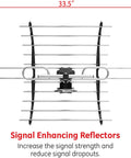 Front view of Amplified Digital HDTV Antenna For Attic Or Outdoor Use With 360 Degree Rotation Wireless Remote 33.5-inch width