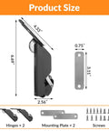 Dimensions and components of Overhead Cabinet Lid Support Hinges With Soft Close Adjustable Seven Level Strength 110 Degree Opening 20 Lbs Lift Support Zinc Alloy With Reinforced ABS