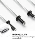 Close-up of black aluminum rivets from Easy Install Blind Rivets 120 Piece Black Aluminum Assortment Kit With M2.4 M3.2 M4 Standard Head.