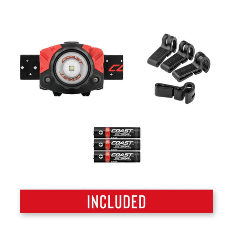 FL85 615 Lumen Dual Color Pure Beam Focusing LED Headlamp with accessories and batteries included