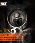 Cam Timing Belt Tensioner Removal Tool And Tension Pulley Wrench For Mitsubishi And Hyundai in use on engine