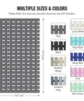 Rock Solid Non Slip Shower Mat With Mega Tight Suction Cups And Rapid Drain Holes For Tub Security, shown in multiple colors and sizes.