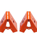 Heavy Duty Cut Off Saw Horse Brackets 2 Pack Cold Rolled Steel Mechanical Workbench Jacks with orange color and sturdy design.