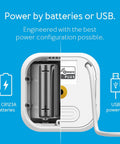 Back view of 6 in 1 Z-Wave Plus Smart Sensor Gen7 with battery and USB power options.