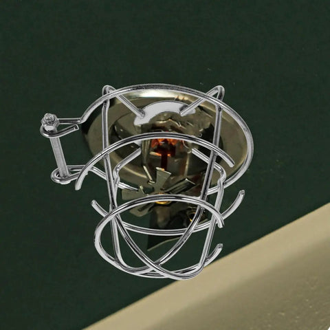 Heavy Duty Tough As Nails Fire Sprinkler Head Covers Screw Type Protector Cage 2 Pack installed on ceiling sprinkler head.