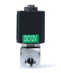 Quarter Inch High Pressure Solenoid Valve 12V DC Stainless Steel Industrial Valve For Water Gas Oil And Fluids Heat Resistant Front View