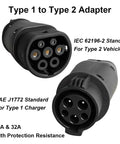 Hella Reliable EV Charger Adapter J1772 To Type 2 Socket IEC 62196 Electric Vehicle Charging Connector with Insulated Pins