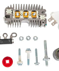 Slick 1 Wire Alternator Conversion Kit For 1971 To 1986 Gm Delco 10Si components including voltage regulator, diodes, and bolts.