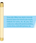 One Eighth Inch NPT Brass Pipe Fitting Long Nipple, Five Pack, Five Inch Length, Straight Connector Extender, displayed vertically.