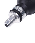 Close-up of metal nozzle on rubber Two Pack Hand Primer Bulbs For Fuel Transfer Rubber One Way Vacuum Fuel Line Valve Fuel Pump Hose